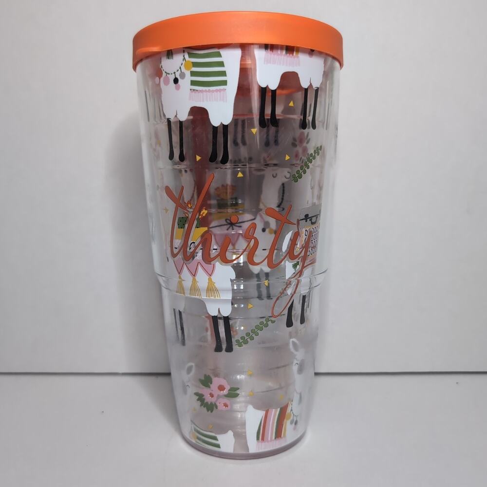 Tervis Tumbler 24 oz Thirty One 31 Llama Alpaca Pink/Salmon lid Travel Mug